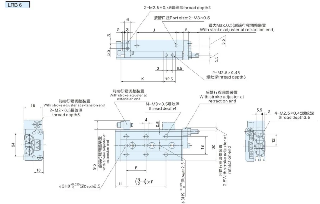 China Supplier Compact Pneumatic Component Double Acting Slide Magnetic Air Cylinders